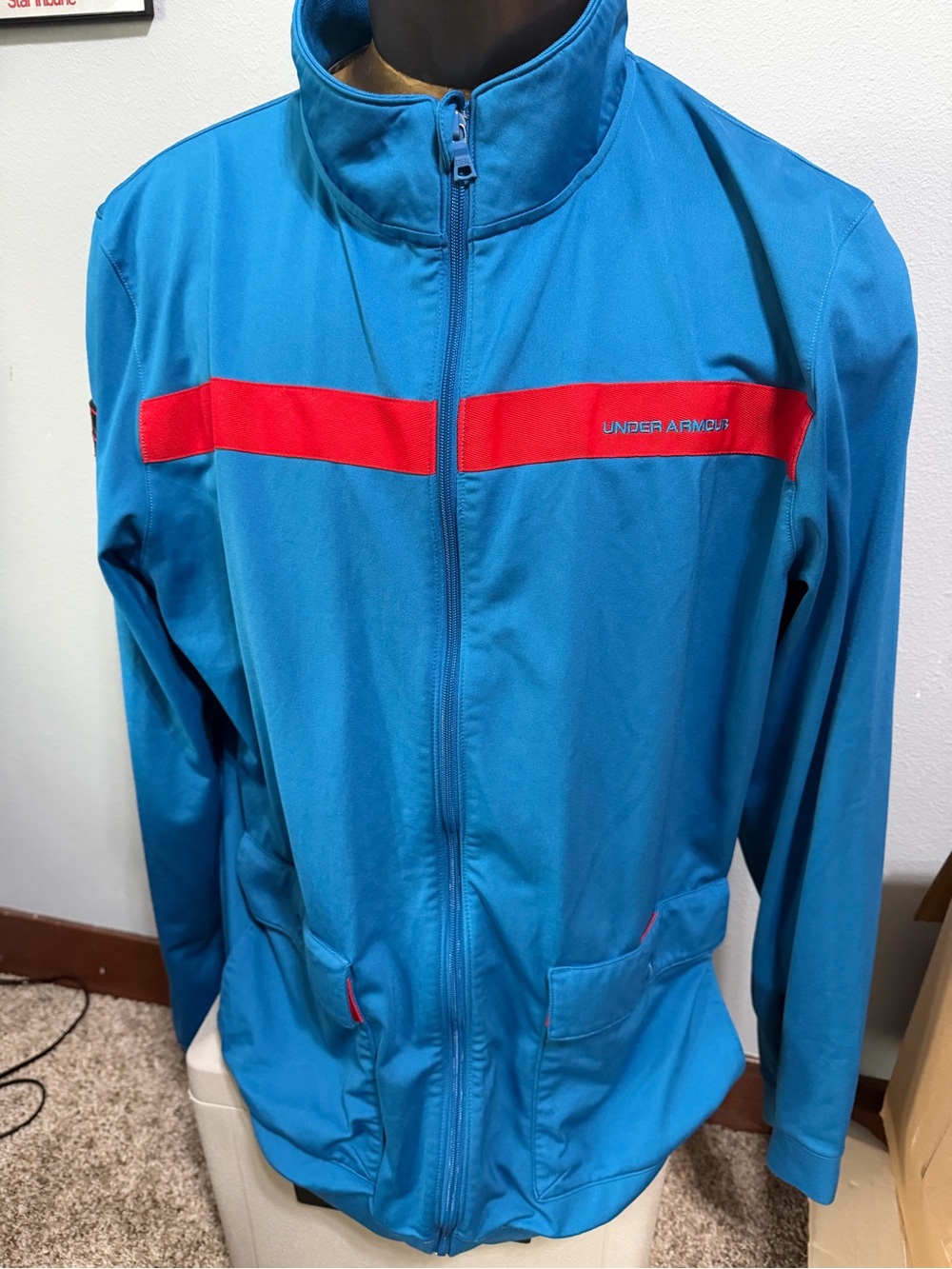 Under Armour Men’s Bright Blue Jacket with Red Stripe